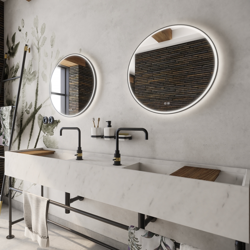 NIMCO ZPC 28000RVX-90 - LED димируемо огледало за баня с подсветка LED/26W/230V 3000-6500K pr. 60 cm матово черно IP44