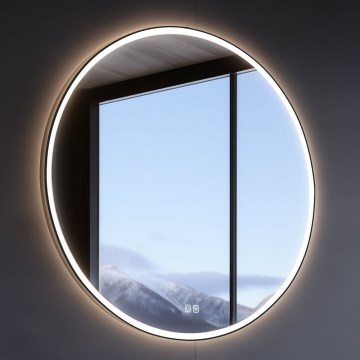 NIMCO ZPC 28001RVX-90 - Димируемо LED огледало за баня с подсветка LED/33W/230V 3000-6500K, диам. 70 см, матово черно, IP44