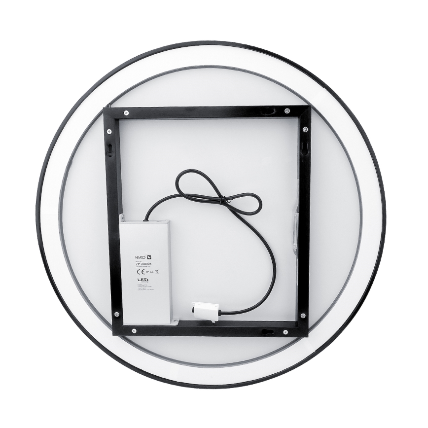 NIMCO ZPC 28001RVX-90 - Димируемо LED огледало за баня с подсветка LED/33W/230V 3000-6500K, диам. 70 см, матово черно, IP44