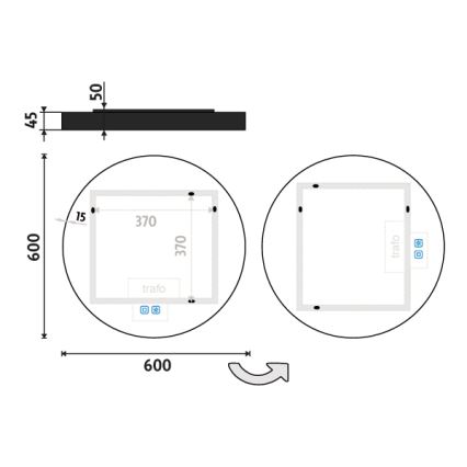 NIMCO ZPC 31000RVX-90 - LED Димируемо огледало за баня с подсветка LED/20W/230V 3000-6500K Ø 60 см матов черен IP44