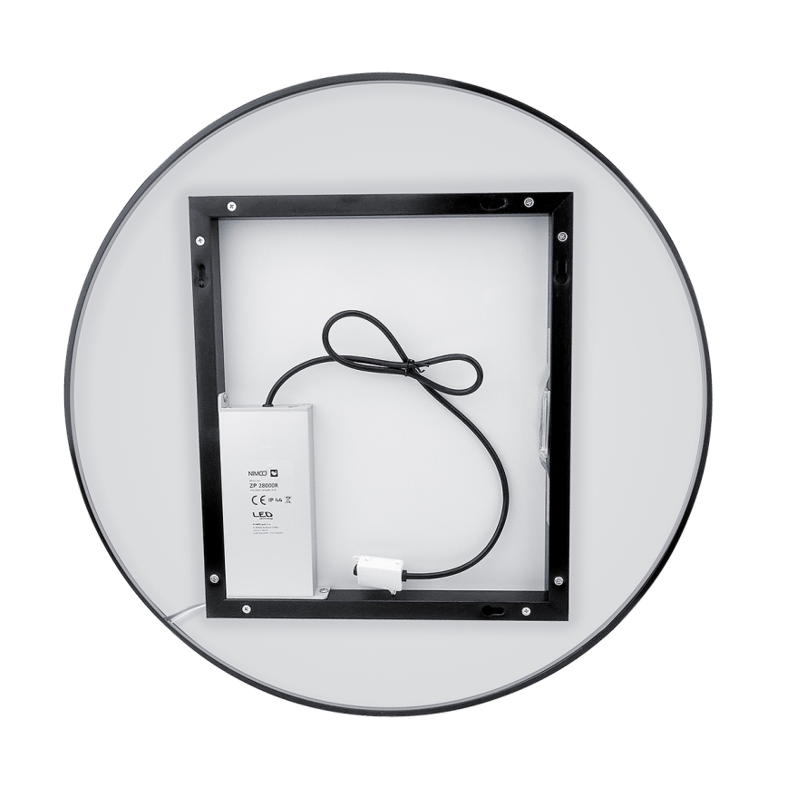 NIMCO ZPC 31001RVX-90 - LED Димируемо огледало за баня с подсветка LED/22W/230V 3000-6500K Ø 70 см матов черен IP44