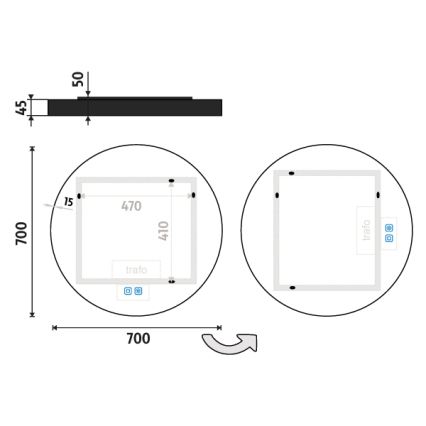 NIMCO ZPC 31001RVX-90 - LED Димируемо огледало за баня с подсветка LED/22W/230V 3000-6500K Ø 70 см матов черен IP44