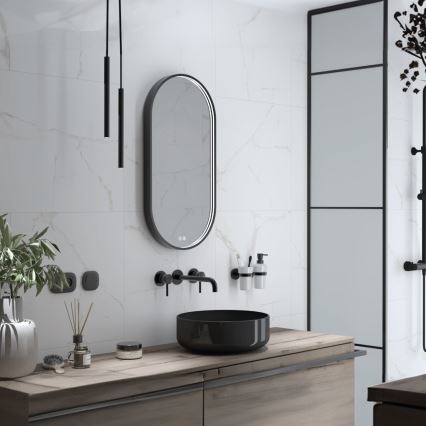 NIMCO ZPC 32002LVX-90 - LED димируемо огледало за баня с подсветка LED/25W/230V 3000-6500K 80x40 cm матово черно IP44