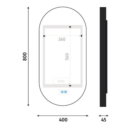 NIMCO ZPC 32002LVX-90 - LED димируемо огледало за баня с подсветка LED/25W/230V 3000-6500K 80x40 cm матово черно IP44