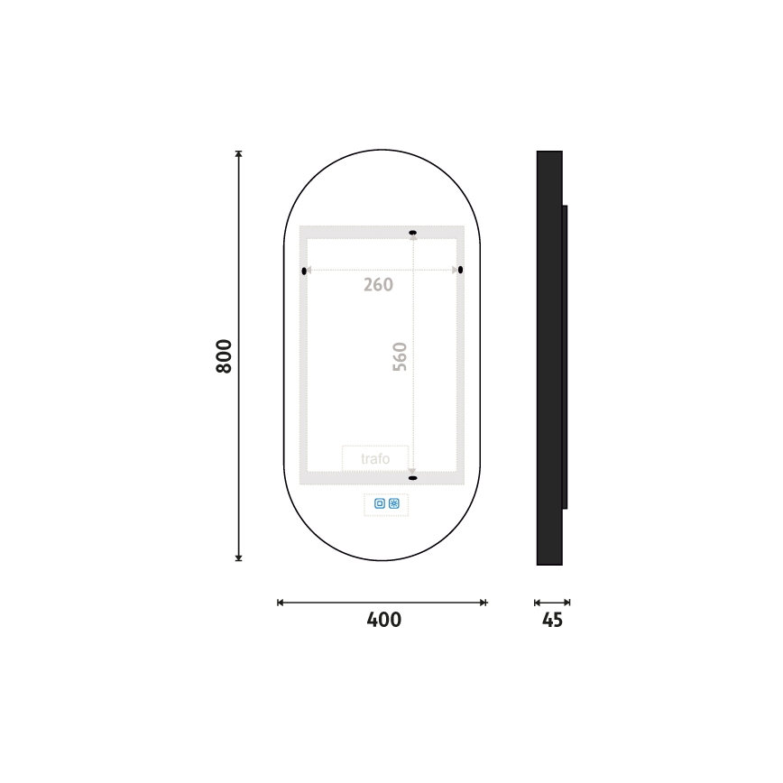 NIMCO ZPC 32002LVX-90 - LED Димируемо огледало за баня с подсветка LED/25W/230V 3000-6500K 80x40 см матов черен  IP44