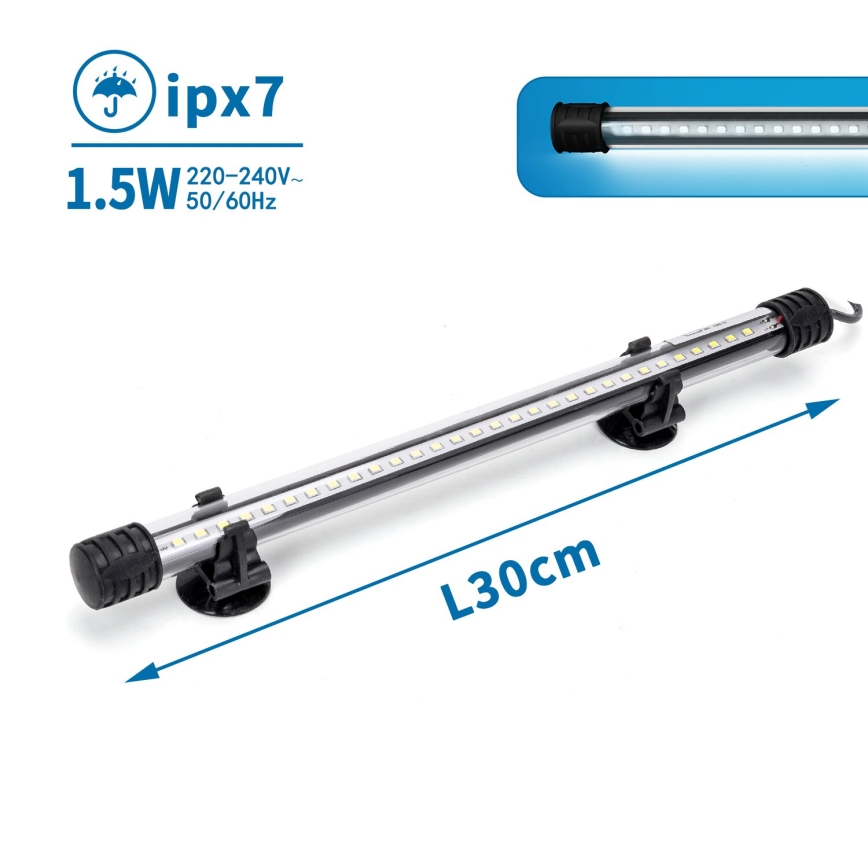 Nobleza - LED Осветление за аквариум LED/1,5W/230V IPX7 30 см