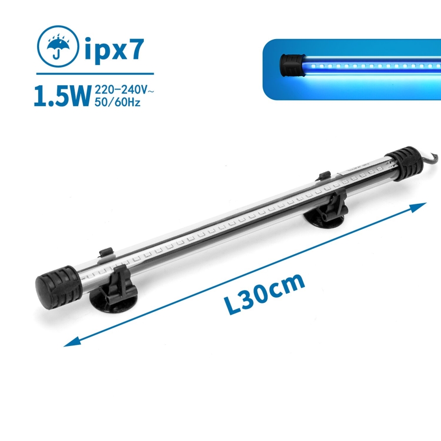Nobleza - LED Осветление за аквариум LED/1,5W/230V IPX7 30 см