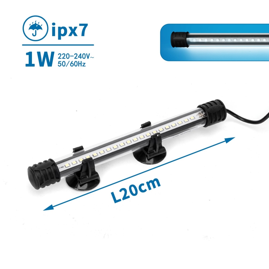Nobleza - LED Осветление за аквариум LED/1W/230V IPX7 20 см