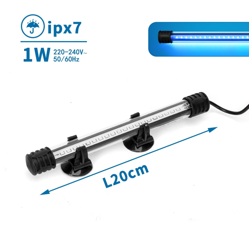 Nobleza - LED Осветление за аквариум LED/1W/230V IPX7 20 см