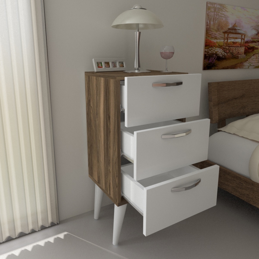 Ноощно шкафче BELLINI 80x40 cм кафяво/бяло