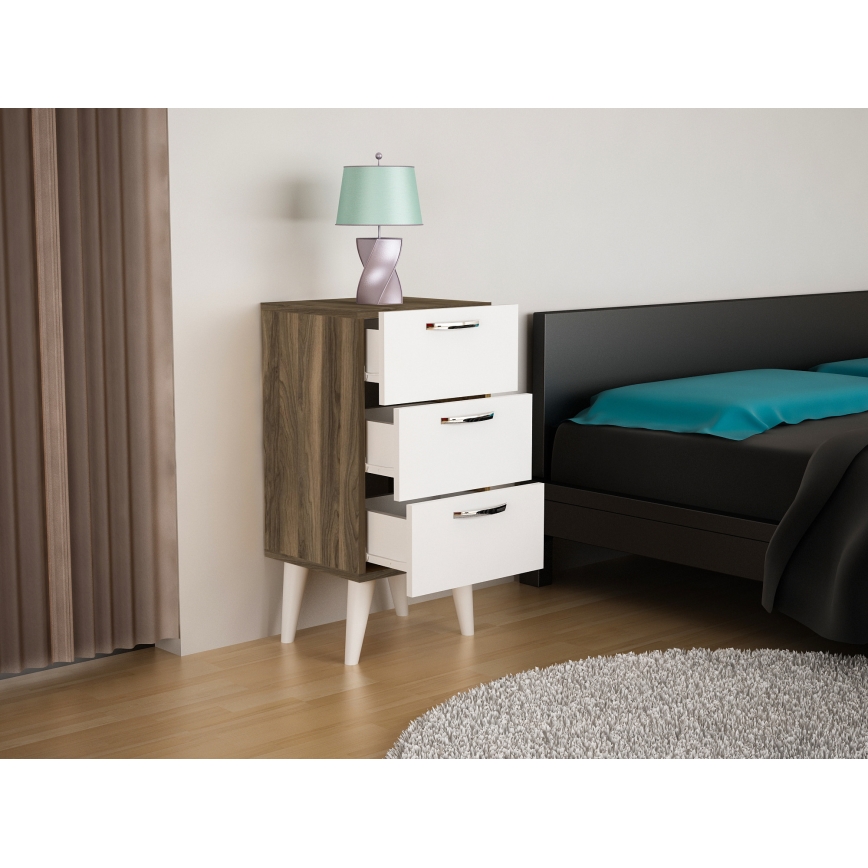 Ноощно шкафче BELLINI 80x40 cм кафяво/бяло