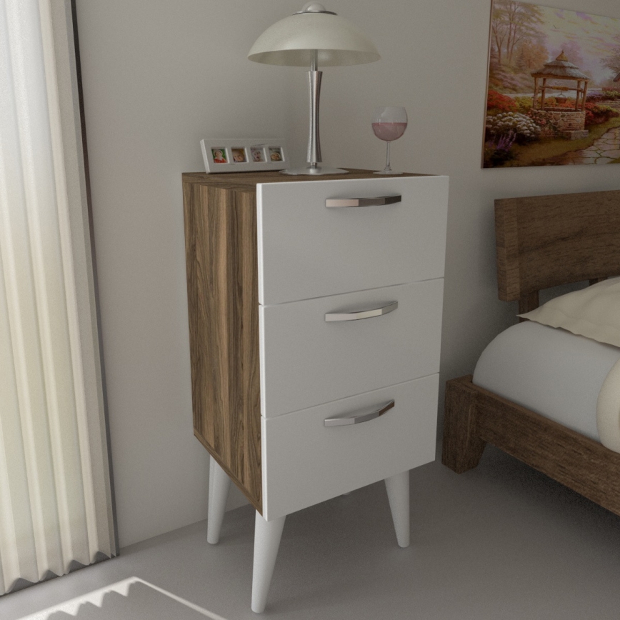 Ноощно шкафче BELLINI 80x40 cм кафяво/бяло