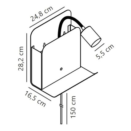 Nordlux - Спот аплик с рафт и USB ROOMI 1xGU10/8W/230V бял
