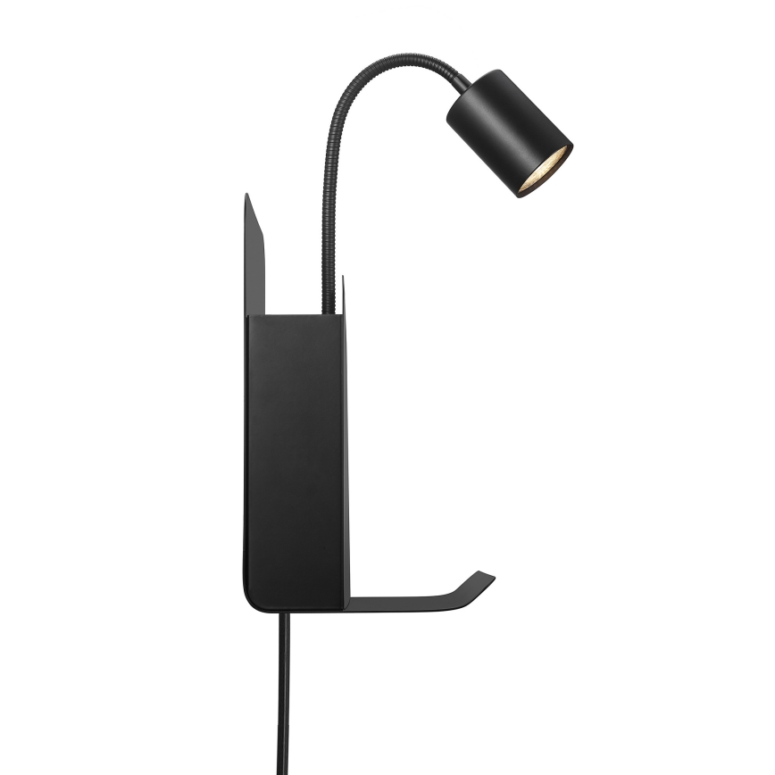 Nordlux - Спот аплик с рафт и USB ROOMI 1xGU10/8W/230V черен