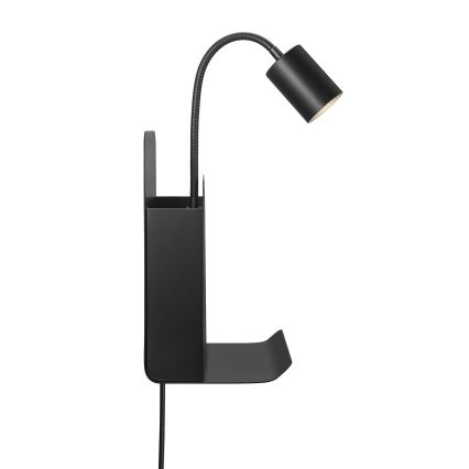 Nordlux - Спот аплик с рафт и USB ROOMI 1xGU10/8W/230V черен