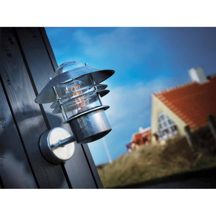 Nordlux - Екстериорен аплик BLOKHUS 1xE27/60W/230V IP54 сребрист
