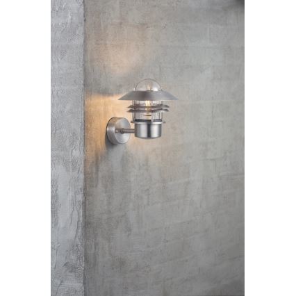 Nordlux - Екстериорен аплик BLOKHUS 1xE27/60W/230V IP54 сребрист