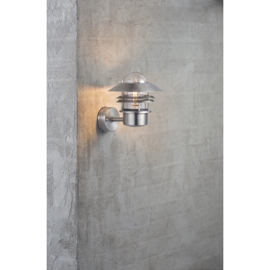 Nordlux - Екстериорен аплик BLOKHUS 1xE27/60W/230V IP54 сребрист