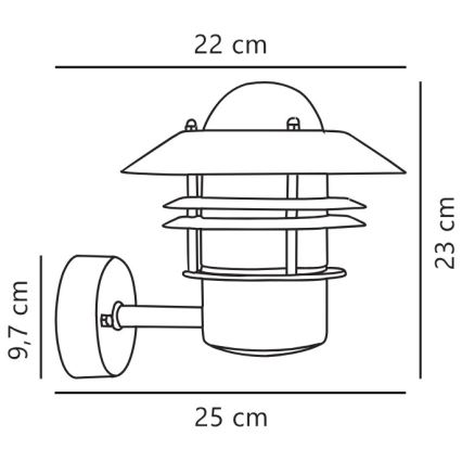 Nordlux - Екстериорен аплик BLOKHUS 1xE27/60W/230V IP54 сребрист