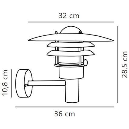 Nordlux - Екстериорен аплик LONSTRUP 1xE27/60W/230V IP44 сребрист