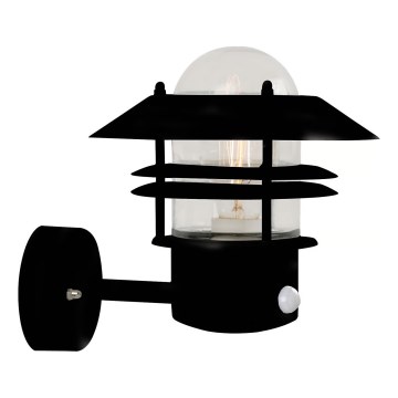 Nordlux - Екстериорен аплик със сензор BLOKHUS 1xE27/60W/230V IP54 черен