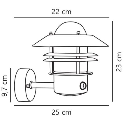Nordlux - Екстериорен аплик със сензор BLOKHUS 1xE27/60W/230V IP54