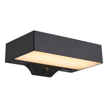 Nordlux - LED соларен стенен фенер с сензор MONAY LED/5W/5V 3000K IP44 2000 mAh черен
