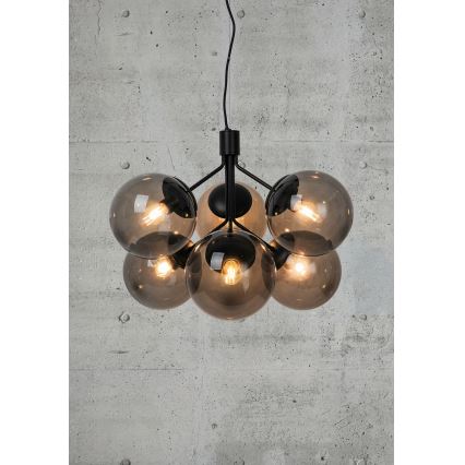 Nordlux - Пендел IVONA 6xE27/28W/230V черен
