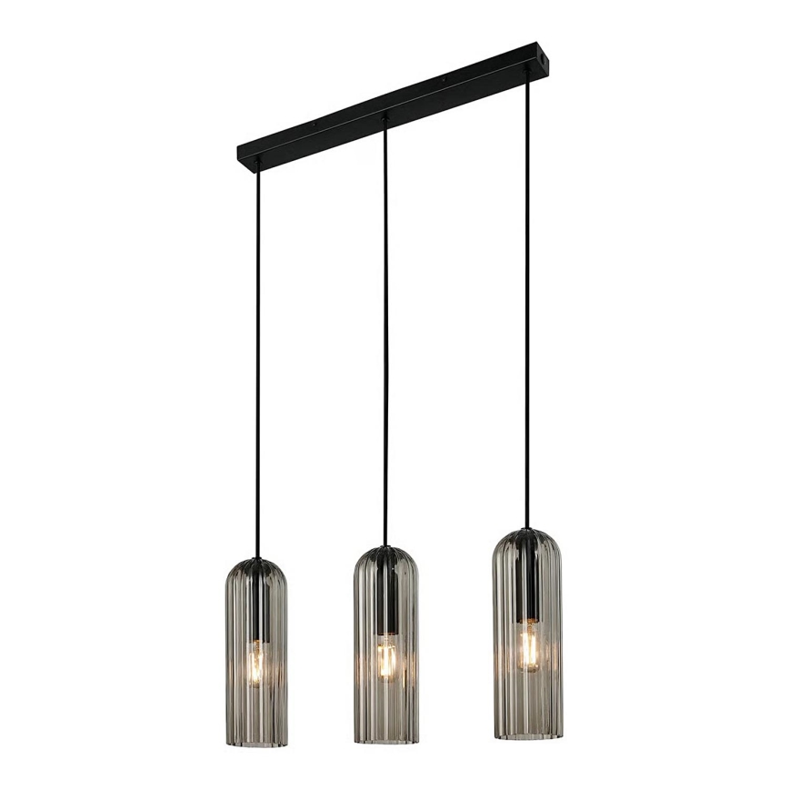 Nordlux - Полилей на кабел MIELLA 3xE27/25W/230V черен/опушен