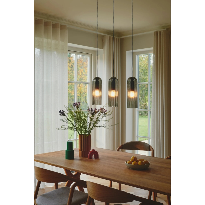 Nordlux - Полилей на кабел MIELLA 3xE27/25W/230V черен/опушен