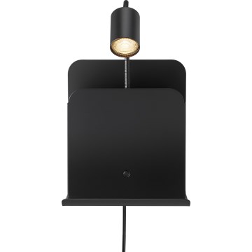 Nordlux - Спот аплик с рафт и USB ROOMI 1xGU10/8W/230V черен