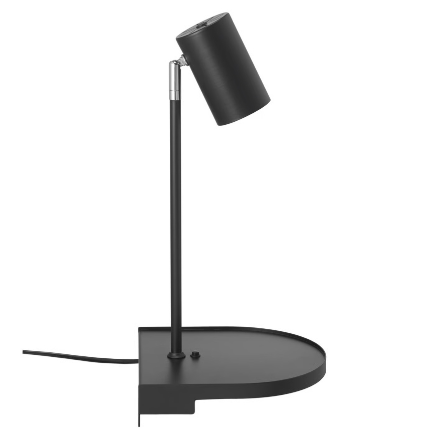 Nordlux - Стенна лампа с полица CODY 1xGU10/15W/230V черна