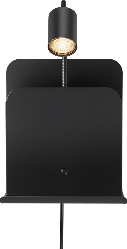Nordlux - Стенно насочващо осветително тяло с рафт и USB ROOMI 1xGU10/8W/230V черно