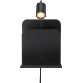 Nordlux - Стенно насочващо осветително тяло с рафт и USB ROOMI 1xGU10/8W/230V черно