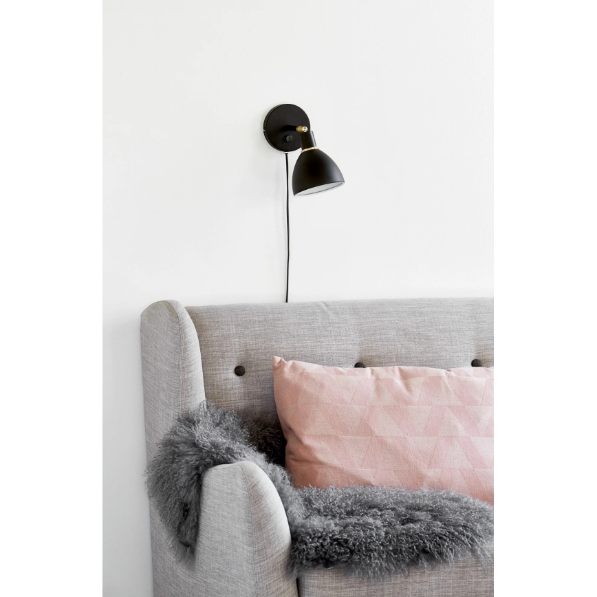 Nordlux - Стенно осветително тяло RAY, 1xE14/25W/230V, черно