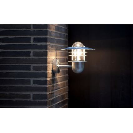 Nordlux - Външно стенно осветително тяло AGGER 1xE27/60W/230V IP54 в сребрист цвят