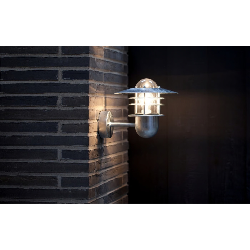 Nordlux - Външно стенно осветително тяло AGGER 1xE27/60W/230V IP54 в сребрист цвят