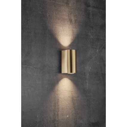 Nordlux - Външно стенно осветително тяло CANTO 2xGU10/28W/230V IP44 месинг