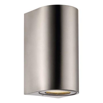 Nordlux - Външно стеннo осветително тяло CANTO 2xGU10/28W/230V IP44 неръждаема стомана