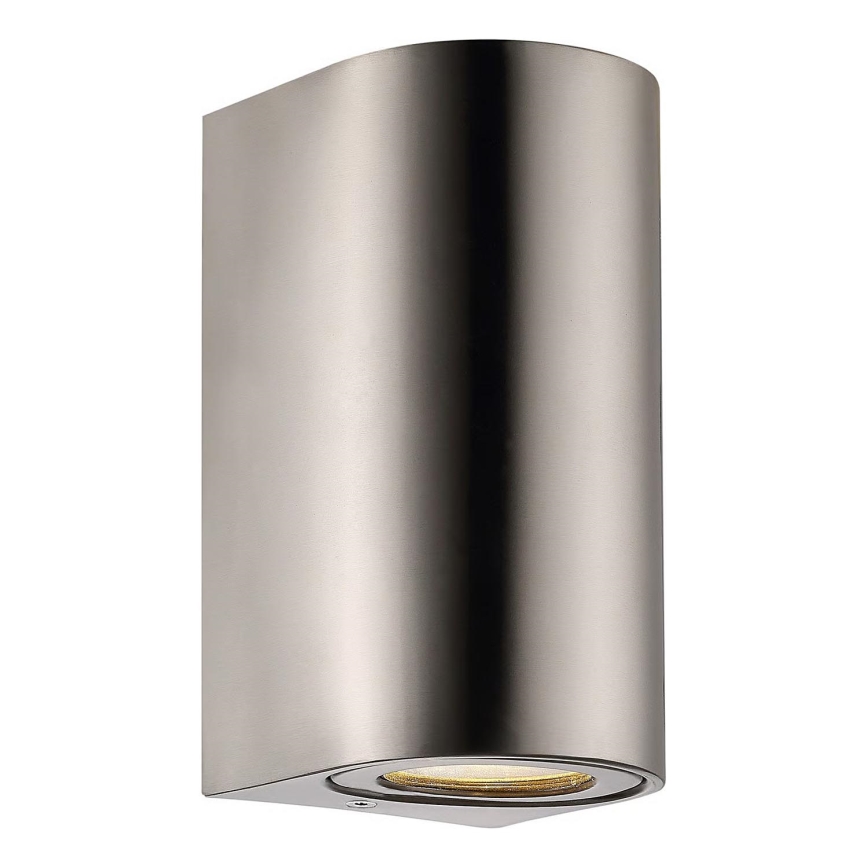 Nordlux - Външно стеннo осветително тяло CANTO 2xGU10/28W/230V IP44 неръждаема стомана