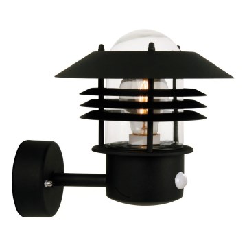 Nordlux - Външно стенно осветително тяло със сензор VEJERS 1xE27/60W/230V IP54 черно