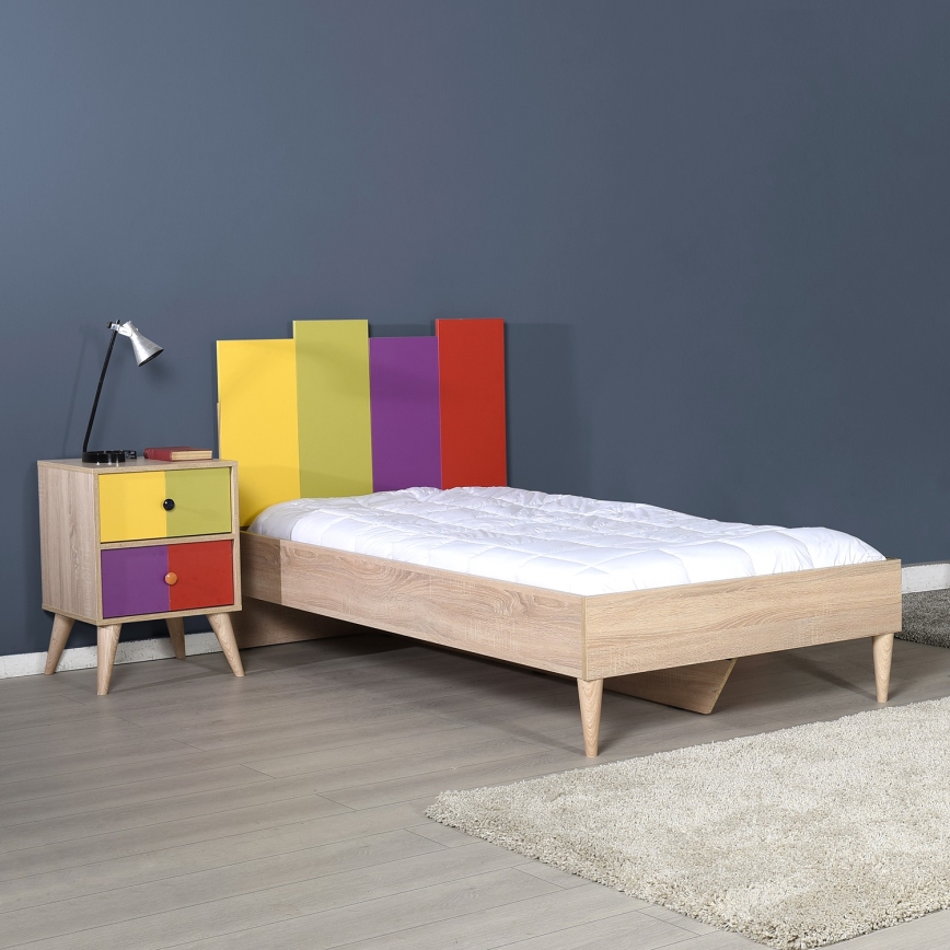 Нощно шкафче 66x44 см кафяв/цветен