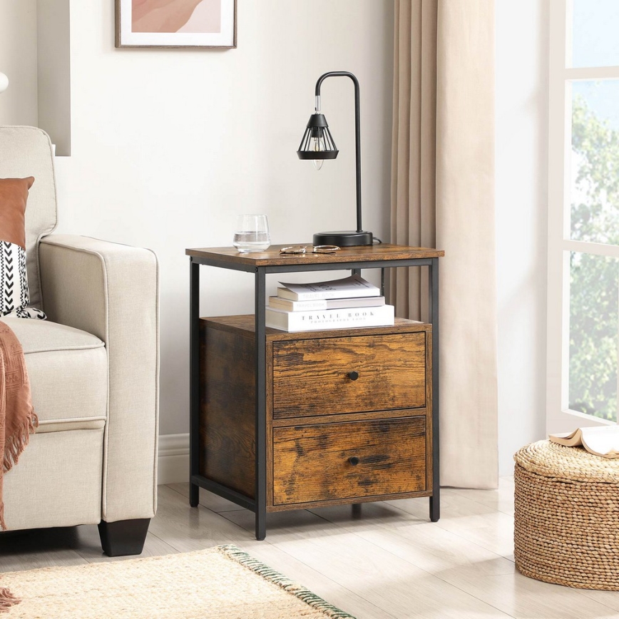 Нощно шкафче ARIN кафяво/черно