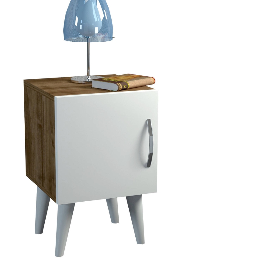 Нощно шкафче BELLINI 55x35 cм бяло/кафяво