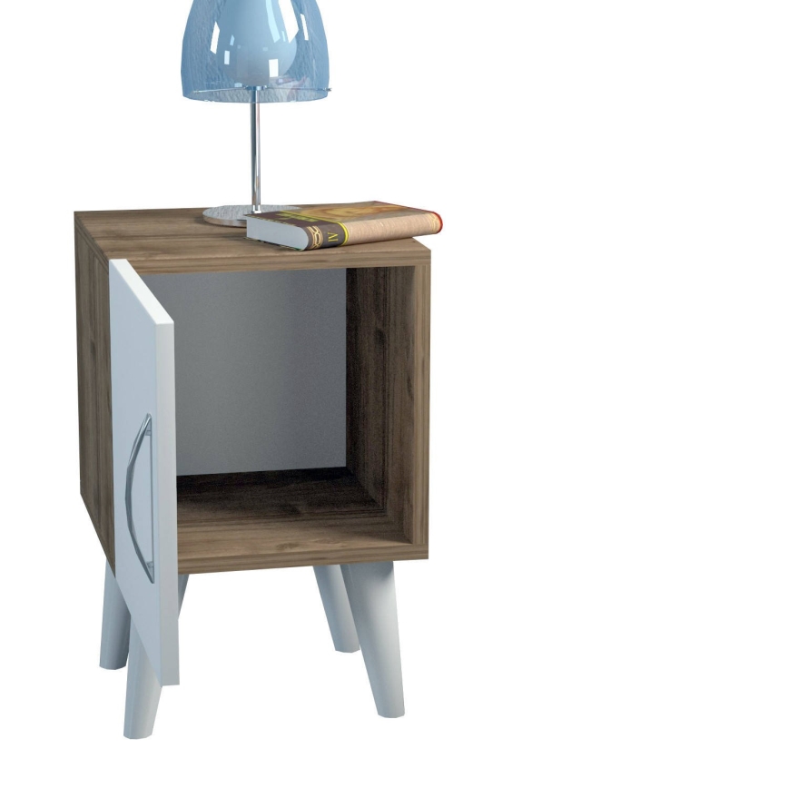 Нощно шкафче BELLINI 55x35 cм бяло/кафяво