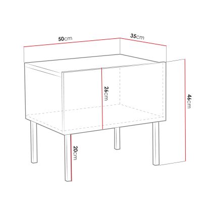 Нощно шкафче EXITO 46x50 см бял/златист