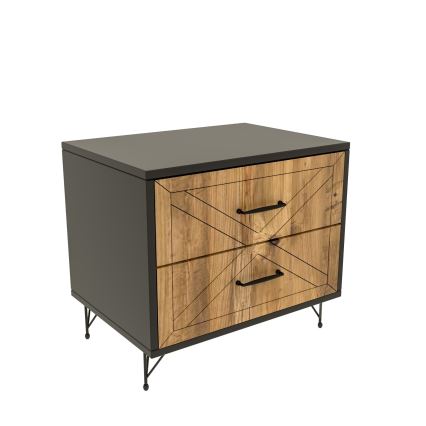 Нощно шкафче FELICITA 55x50 cм черно/кафяво