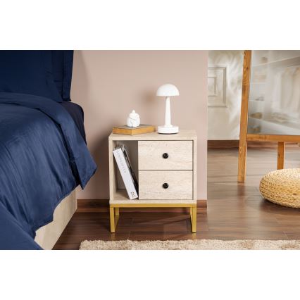 Нощно шкафче GLIMMER 50x45,2 см бежов/златист