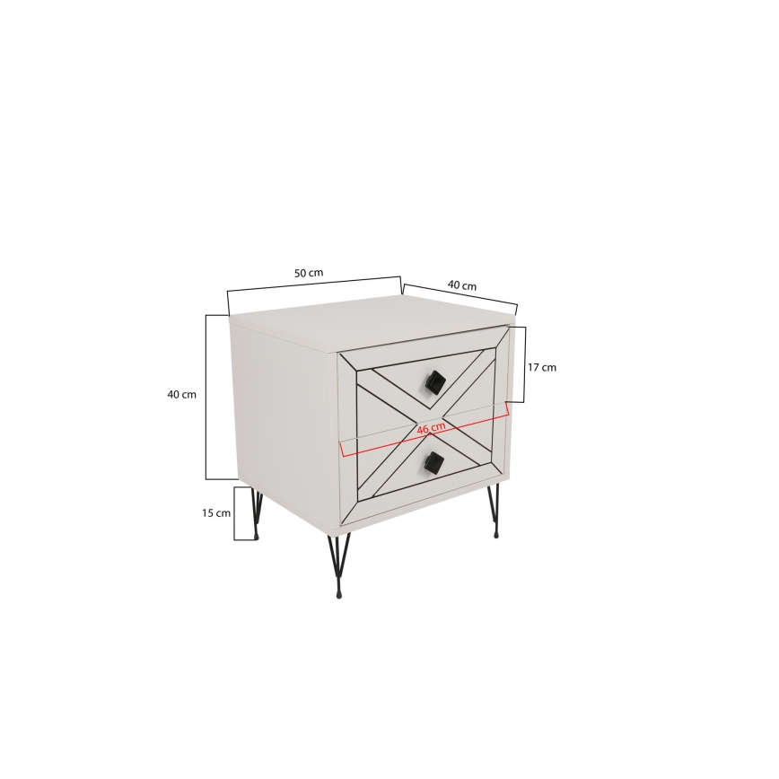 Нощно шкафче LUNA 50x55 cм бяло