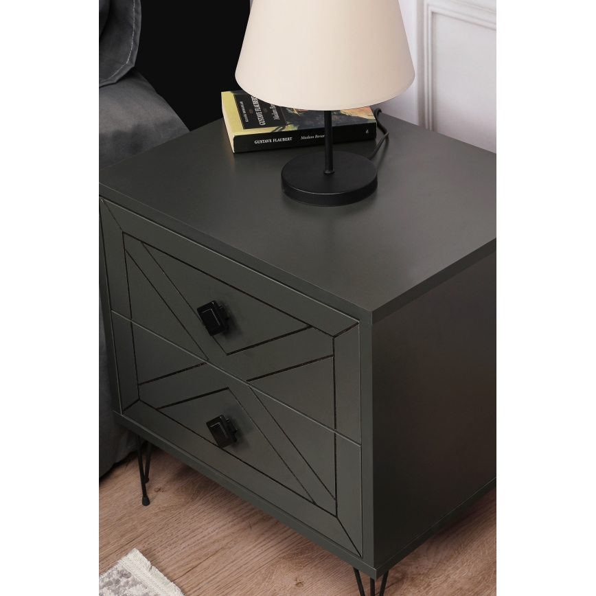 Нощно шкафче LUNA 55x50 cм антрацит/черно